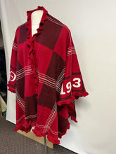 Load image into Gallery viewer, Delta Sigma Theta DST Red &amp; Black, Cozy Wrap/cape/shrug/poncho with Greek letters printed on sleeves, For Women.
