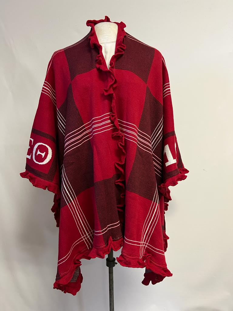 Delta Sigma Theta DST Red & Black, Cozy Wrap/cape/shrug/poncho with Greek letters printed on sleeves, For Women.