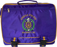Load image into Gallery viewer, Royal Purple &amp; Old Gold Canvas Office Bag
