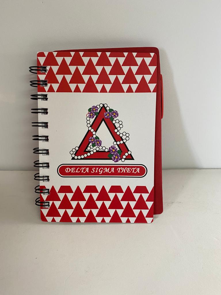 Red & White Spiral Banded Notebook