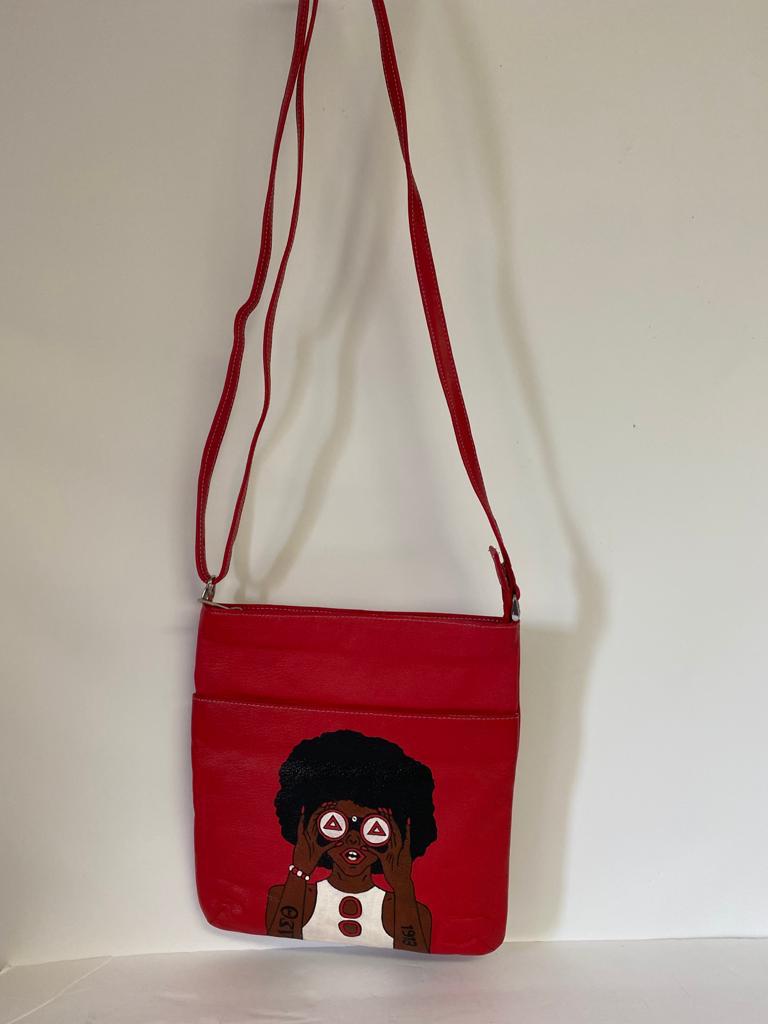 Red color Hand Painted shoulder bag 3