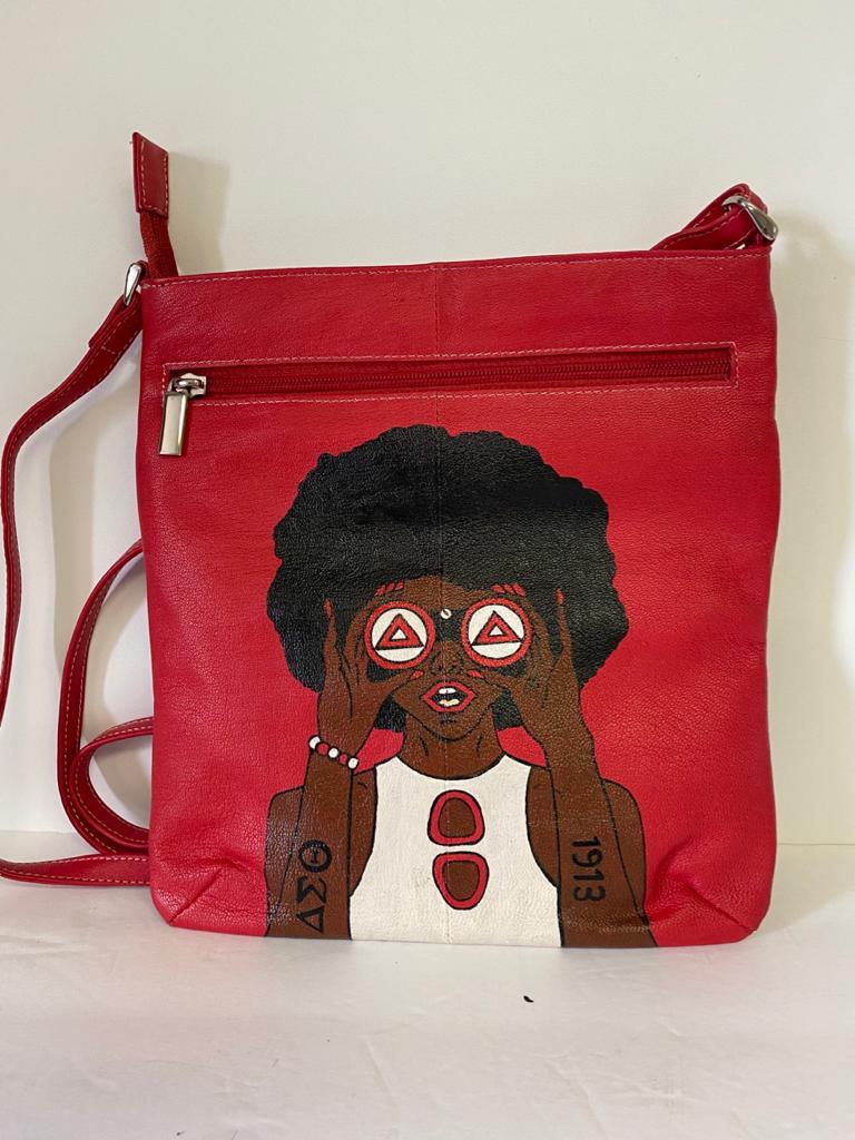 Red color Hand Painted shoulder bag 2