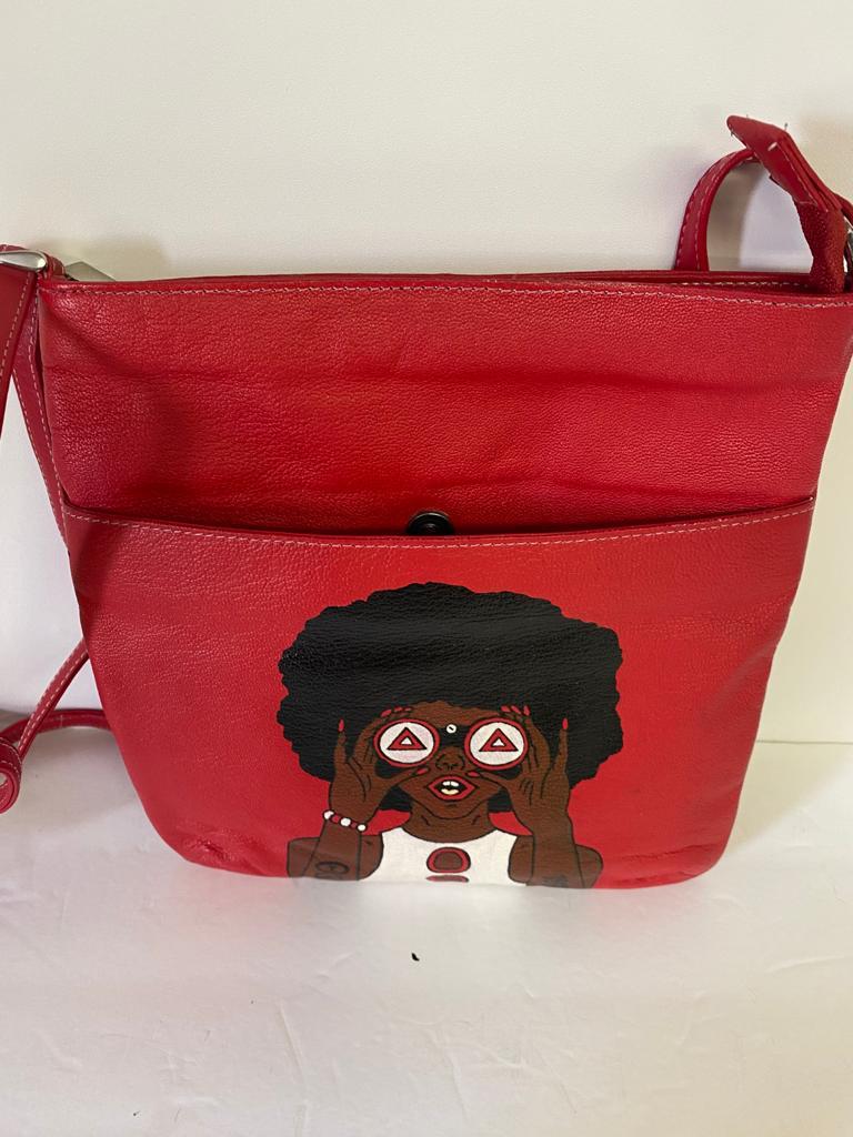 Red color Hand Painted shoulder bag 1