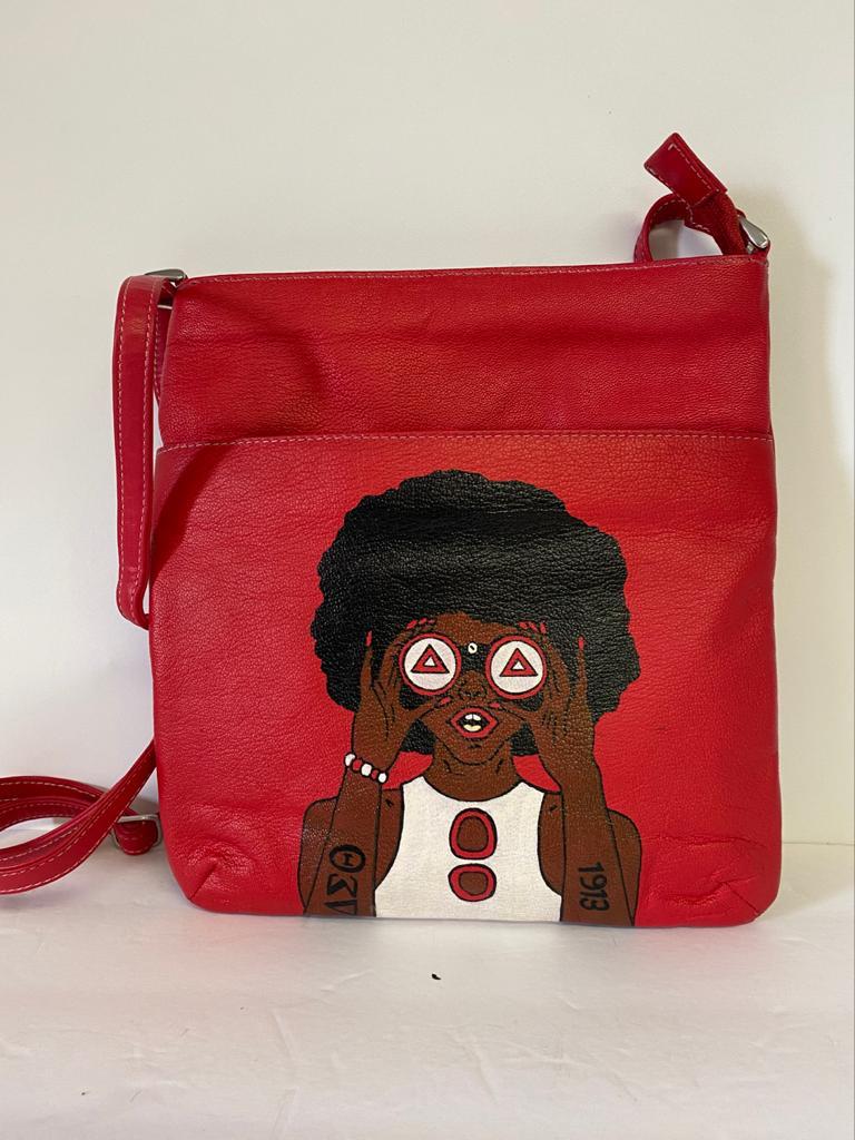 Red color Hand Painted shoulder bag