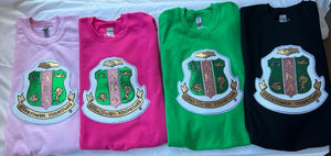 Alpha Kappa Alpha (AKA) Sweatshirts with Organization Shield on Front, 100% Cotton, Made in USA