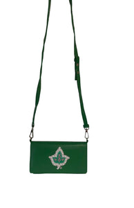 pink & green Leather small Sling/Shoulder Bag
