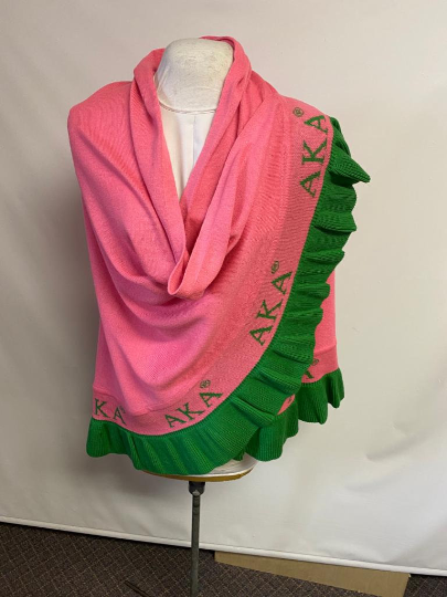 Pink & Green Knitted Wrap 1