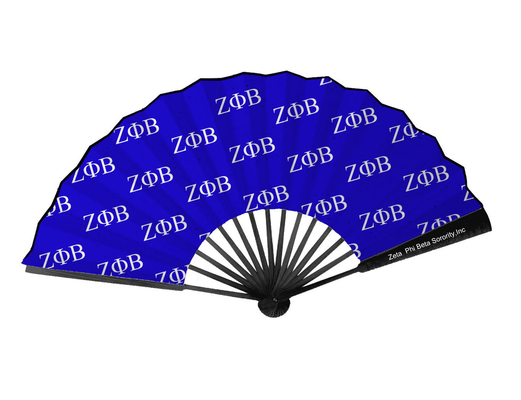 Zeta Phi Beta (ΖΦΒ) Blue & White Folding Paper Printed Hand Fan